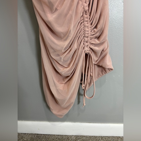 NEW! CLUB L LONDON Blush Pink Maternity Asymmetric Ruched Maxi Dress US 10/UK 14 - Picture 10 of 15